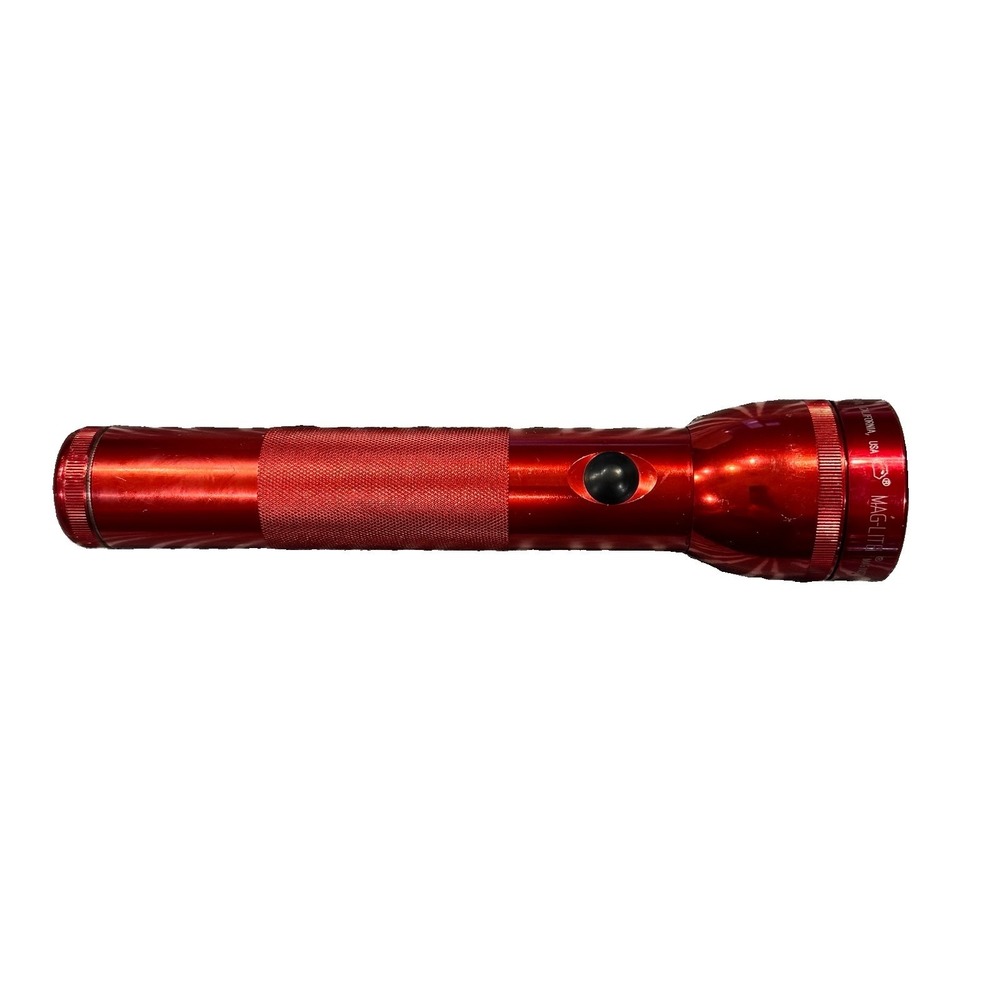 MAG-LITE MagLite Flashlight 10" Red D Cell USA Made Tested Working Heavy Duty